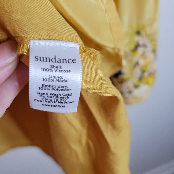 Sundance Yellow Embroidered Bird Floral Tunic Blouse With Bell Sleeves Ladies XS - Picture 9 of 9